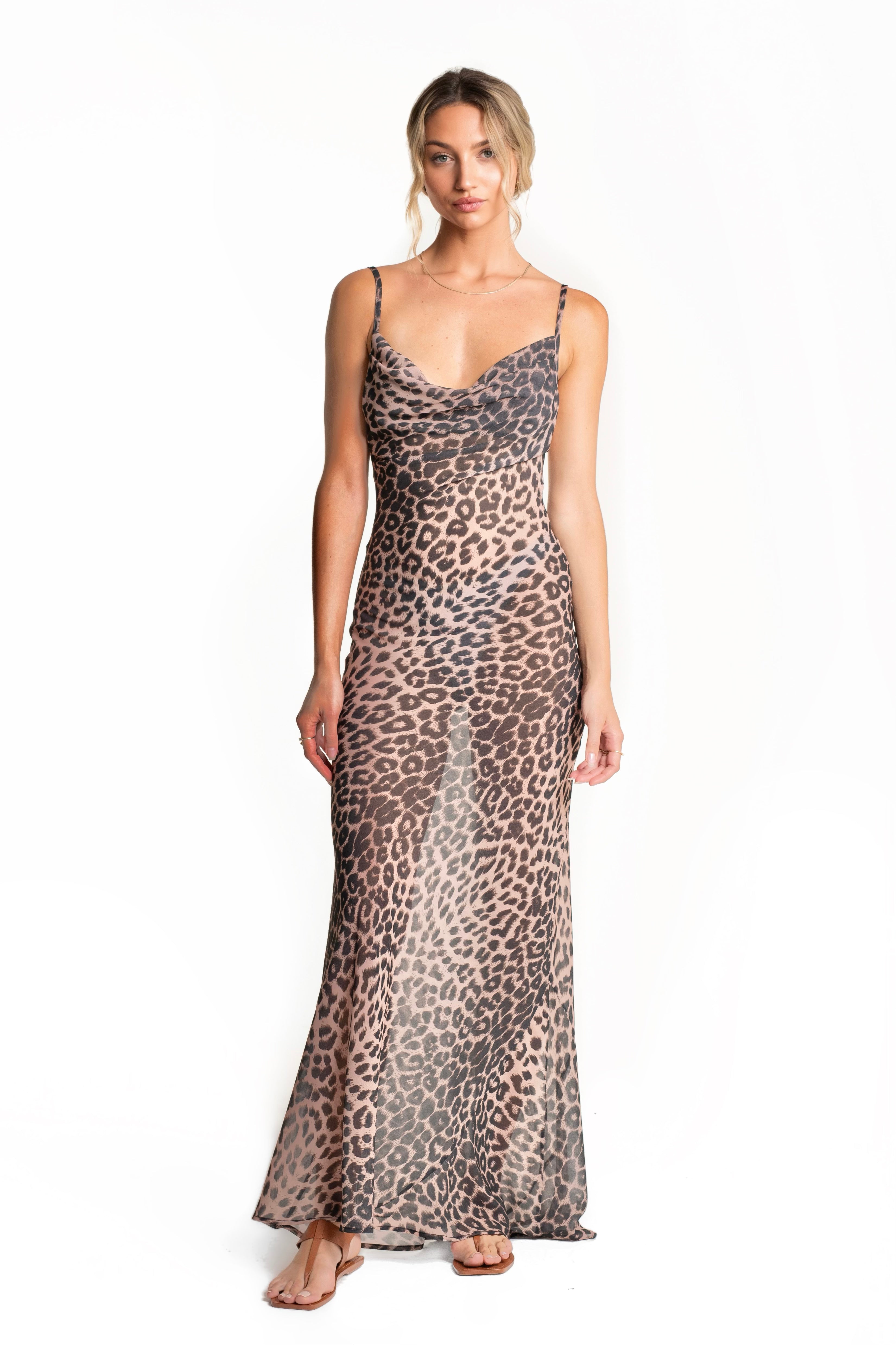 Sheer hot sale leopard dress