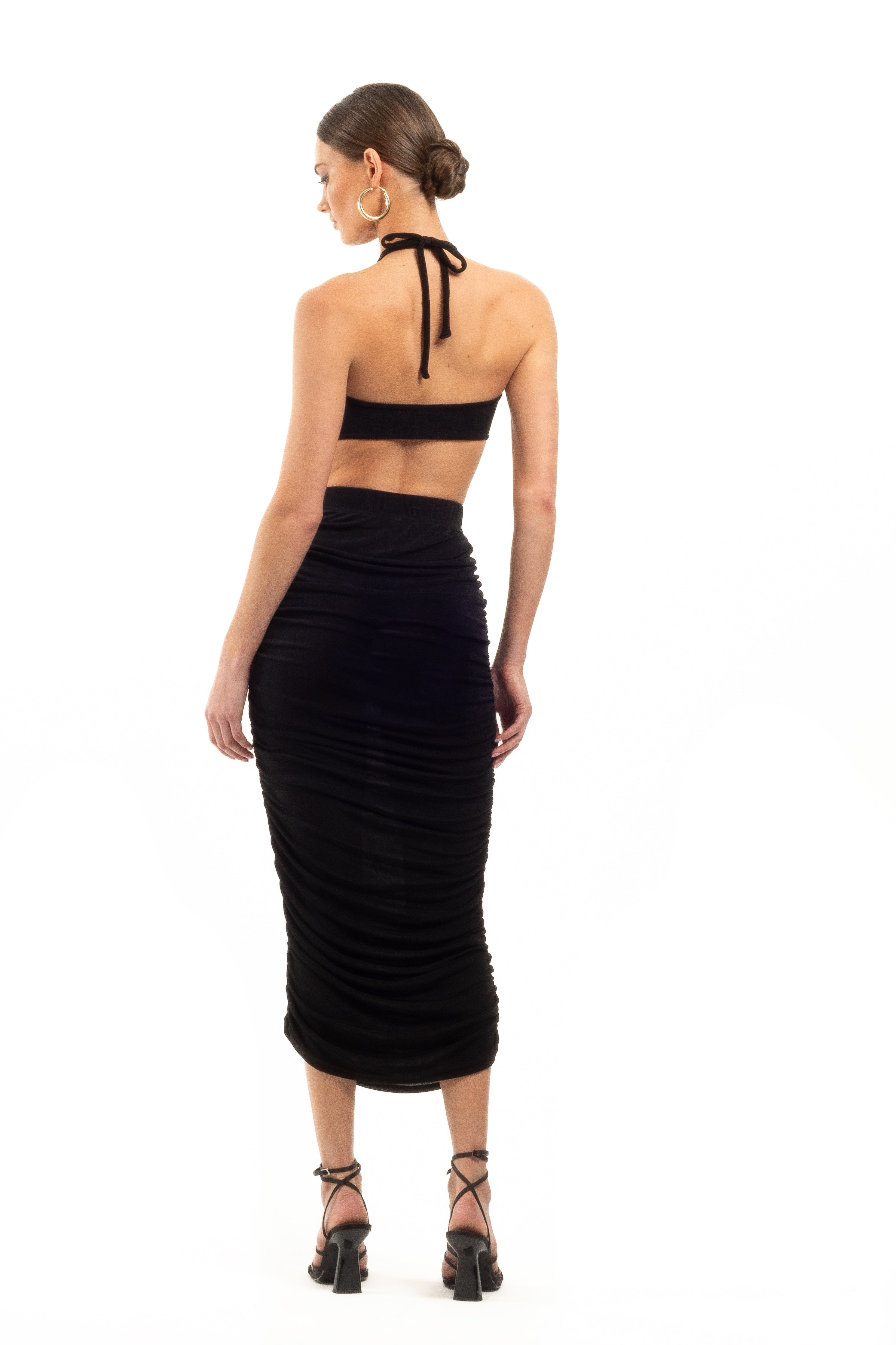 Blanca Ruched Pencil Skirt Black Noac